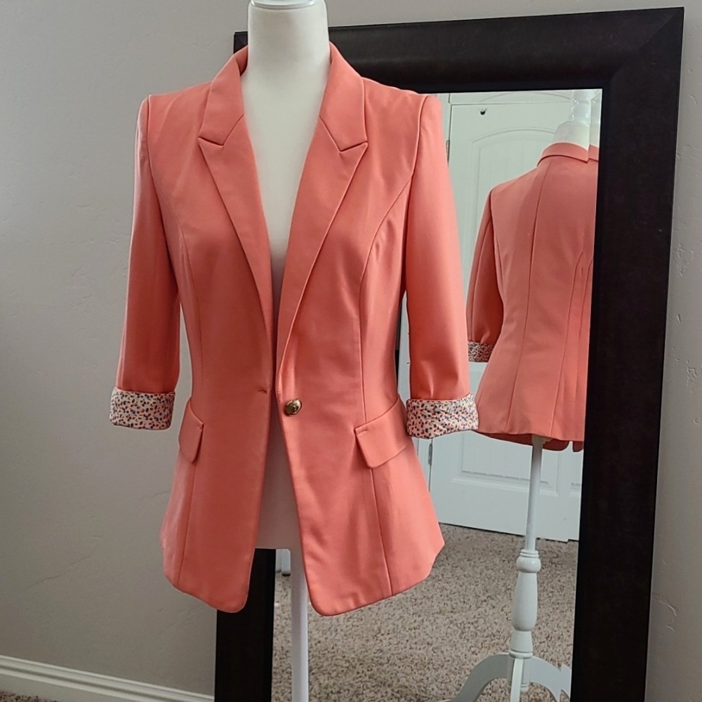 Coral Blazer with Reversible Sleeve Cuff